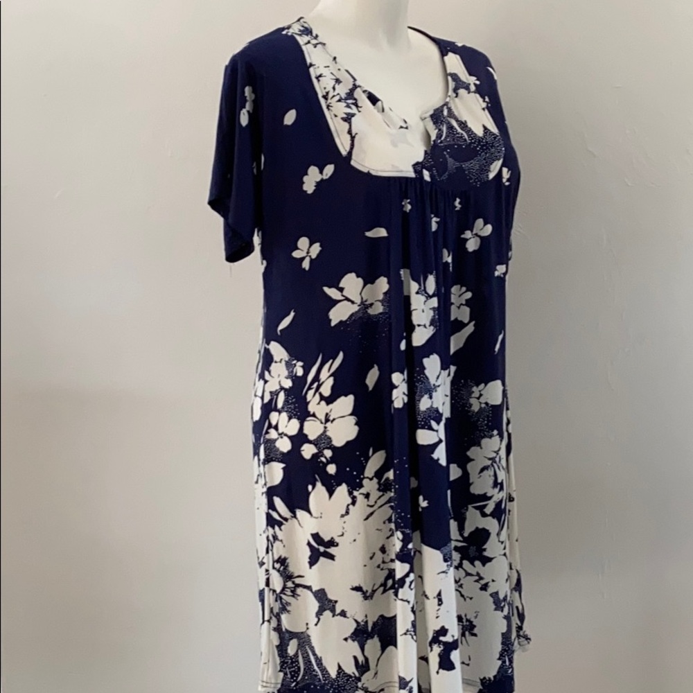 1X Tunic Dress Navy Blue & White